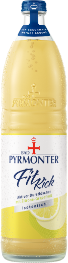 Eine Flaschenabbildung von Bad Pyrmonter Fit Kick Zitrone-Grapefruit.