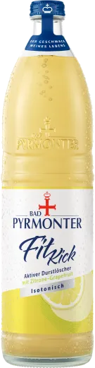 Eine Flaschenabbildung von Bad Pyrmonter Fit Kick Zitrone-Grapefruit.