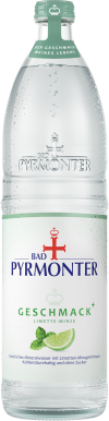 Eine Flaschenabbildung von Bad Pyrmonter Geschmack+ Limette-Minze.