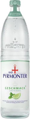 Eine Flaschenabbildung von Bad Pyrmonter Geschmack+ Limette-Minze.