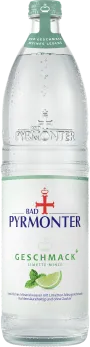 Eine Flaschenabbildung von Bad Pyrmonter Geschmack+ Limette-Minze.