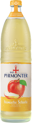 Eine Flaschenabbildung von Bad Pyrmonter Heimische Schorle Apfel-Birne.