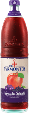 Eine Flaschenabbildung von Bad Pyrmonter Heimische Schorle Apfel-Traube-Holunder.