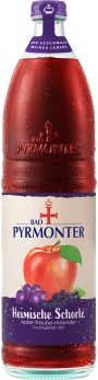 Eine Flaschenabbildung von Bad Pyrmonter Heimische Schorle Apfel-Traube-Holunder.