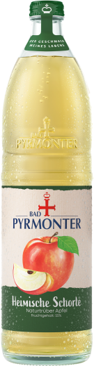 Eine Flaschenabbildung von Bad Pyrmonter Heimische Schorle Naturtrüber Apfel.