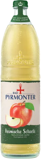 Eine Flaschenabbildung von Bad Pyrmonter Heimische Schorle Naturtrüber Apfel.