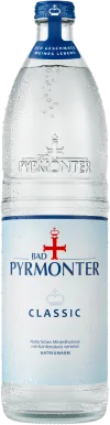 Eine Flaschenabbildung von Bad Pyrmonter Mineralwasser Classic Glas.