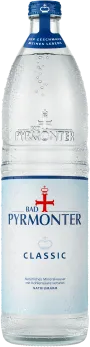 Eine Flaschenabbildung von Bad Pyrmonter Mineralwasser Classic Glas.