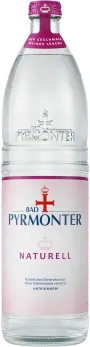 Eine Flaschenabbildung von Bad Pyrmonter Mineralwasser Naturell Glas.