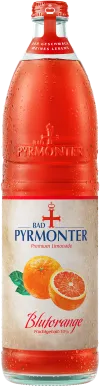 Eine Flaschenabbildung von Bad Pyrmonter Premium Limonade Blutorange.