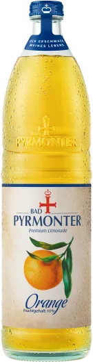Eine Flaschenabbildung von Bad Pyrmonter Premium Limonade Orange.