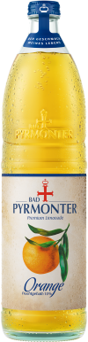 Eine Flaschenabbildung von Bad Pyrmonter Premium Limonade Orange.