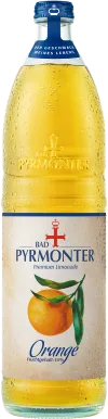 Eine Flaschenabbildung von Bad Pyrmonter Premium Limonade Orange.