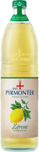 Eine Flaschenabbildung von Bad Pyrmonter Premium Limonade Zitrone.
