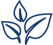 Symbol mit drei Blättern – steht für Natur, Nachhaltigkeit und Umwelt.