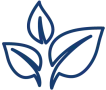 Symbol mit drei Blättern – steht für Natur, Nachhaltigkeit und Umwelt.