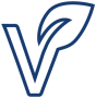 Piktogramm mit V und Blatt – Symbol für vegan.