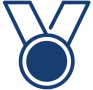 Blaues Medaillen-Symbol.